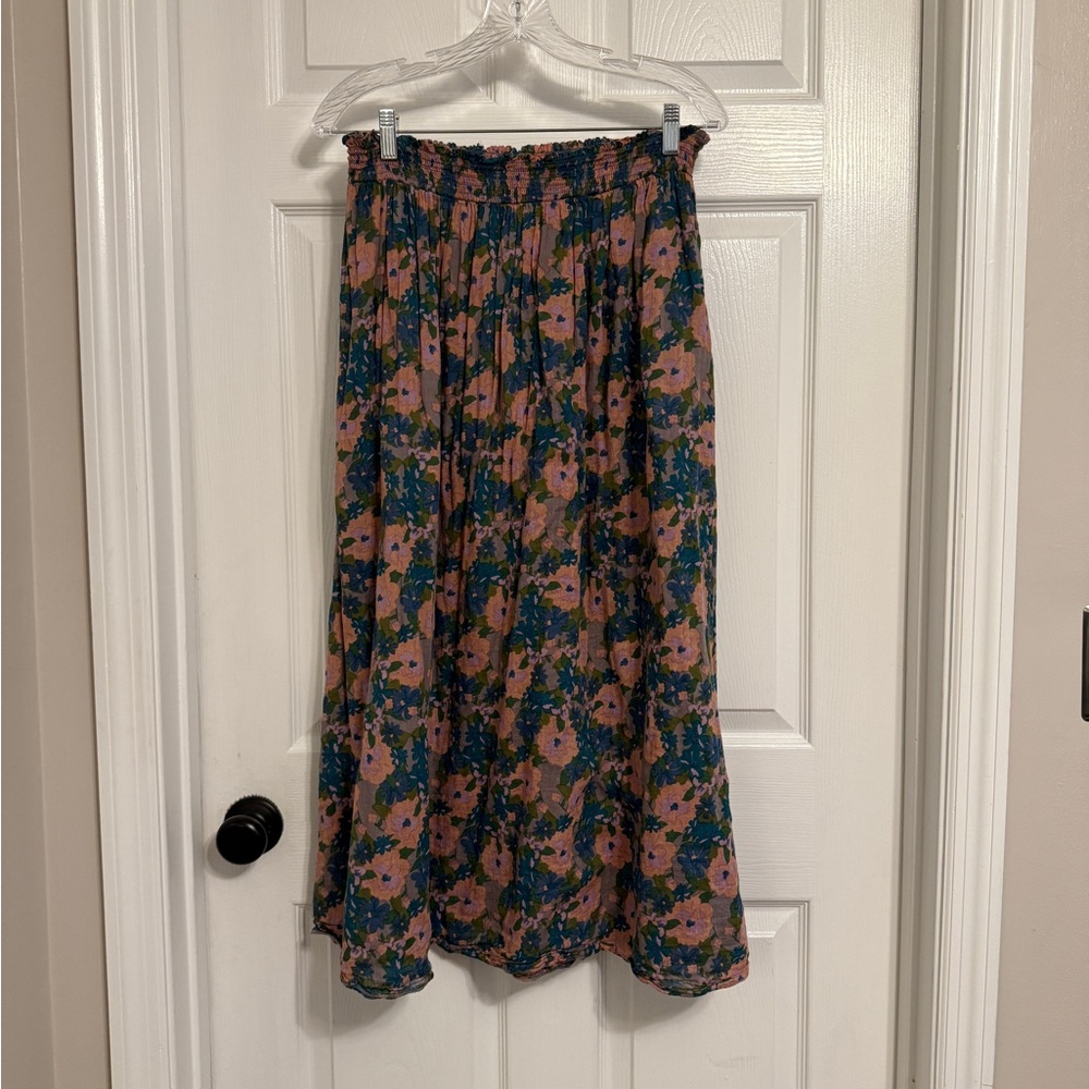NATURAL LIFE Floral Midi Skirt in Pink and Blue